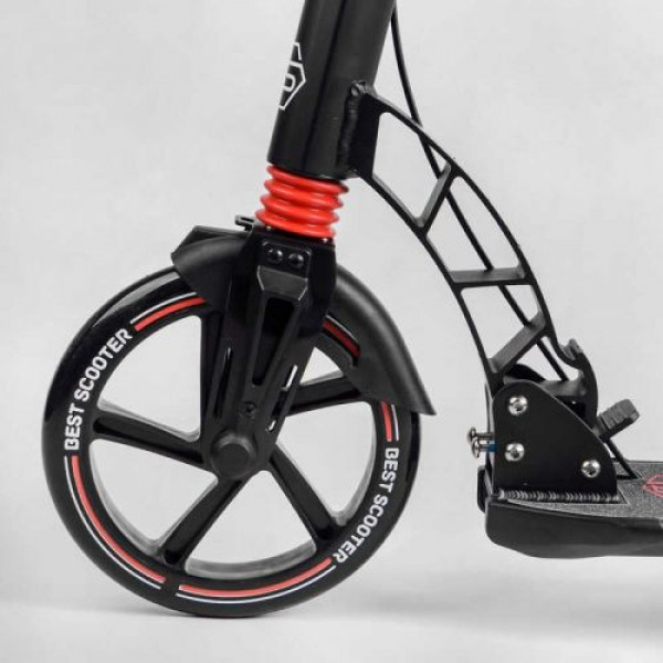 Самокат двоколісний "Best Scooter" (фара, переднє колесо PU 230 мм, заднє колесо 200 мм, 2 амортизатори, дискове гальмо, затискач керма)