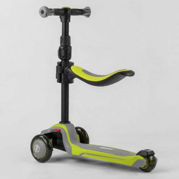 Самокат триколісний "Best Scooter (з сидінням, алюмінієве кермо, 3 колеса PU зі світлом, d = 12 см)