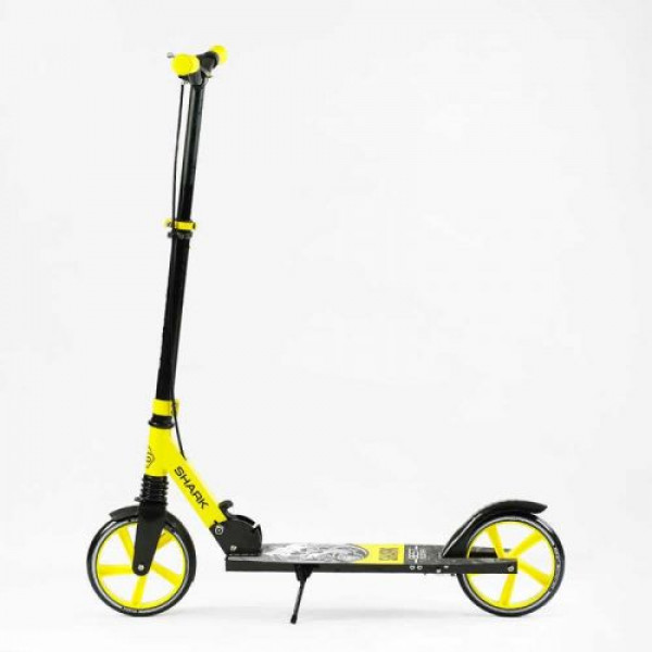 Самокат двоколісний "Best Scooter SHARK" (з ручним гальмом, затискач керма, колеса PU - 20 см, 1 амортизатор, в коробці)