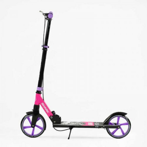 Самокат двоколісний "Best Scooter SHARK" (з ручним гальмом, затискач керма, колеса PU - 20 см, 1 амортизатор, в коробці)