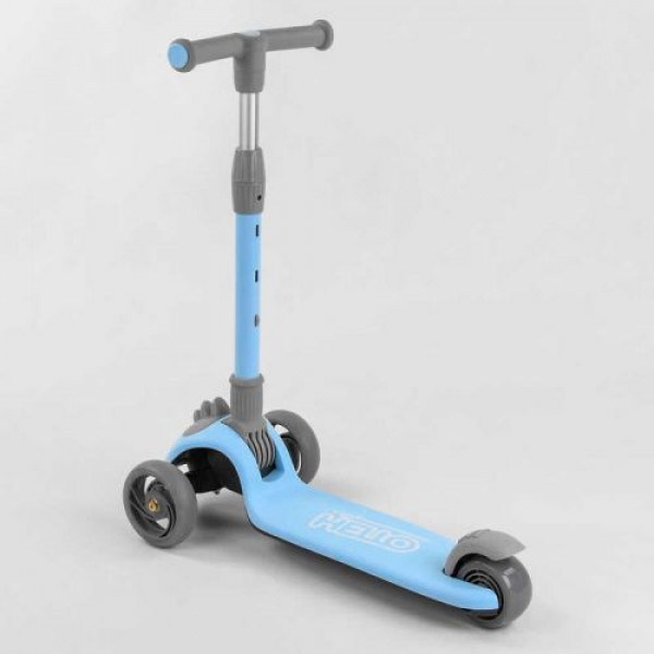 Самокат триколісний D-0885 Best Scooter, БЛАКИТНИЙ, складане алюмінієве кермо, 3 колеса PU зі світлом, d = 120*35 мм