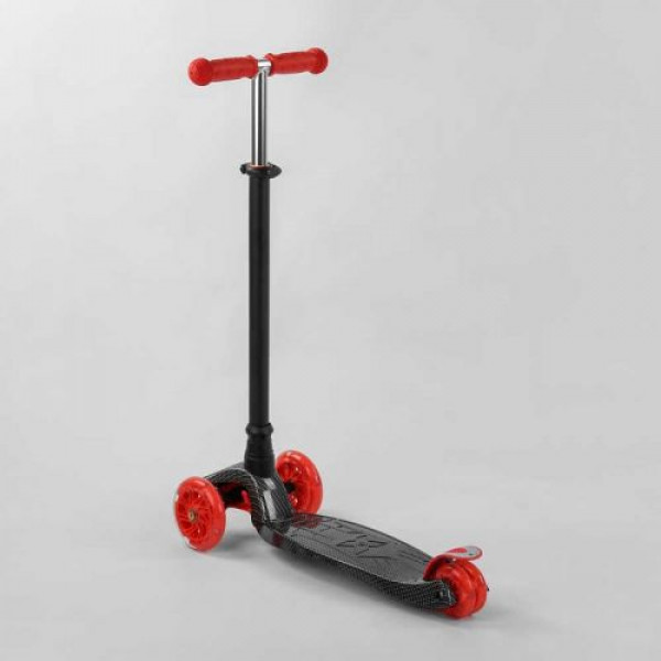 Самокат "Best Scooter" пластмасовий, 4 колеса PU, СВІТЛО, трубка керма алюмінієва, d = 12 см, в коробці
