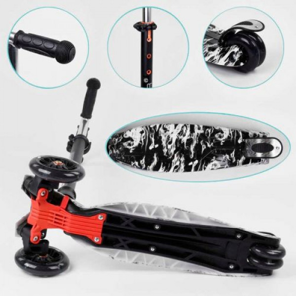 Самокат "Best Scooter" колеса PU, СВІТЛО, трубка керма алюмінієва, d передніх коліс = 12 см, d задніх коліс = 8 см, в коробці