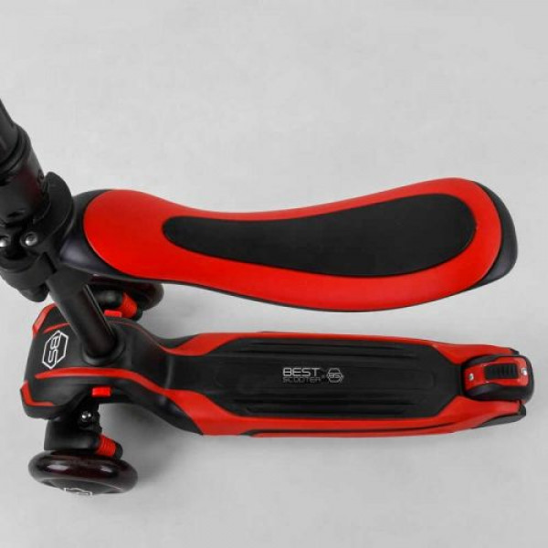 Самокат триколісний "Best Scooter" (з сидінням, алюмінієве кермо, 3 колеса PU зі світлом, d = 12 см)