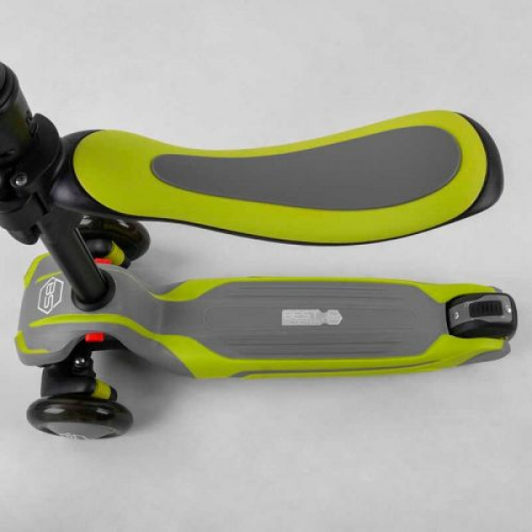 Самокат триколісний "Best Scooter (з сидінням, алюмінієве кермо, 3 колеса PU зі світлом, d = 12 см)