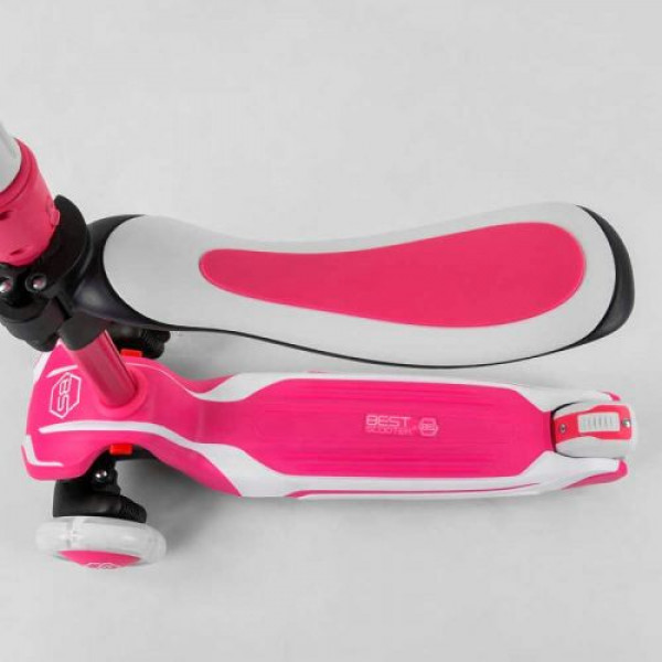 Самокат триколісний "Best Scooter" (з сидінням, алюмінієве кермо, 3 колеса PU зі світлом, d = 12 см)