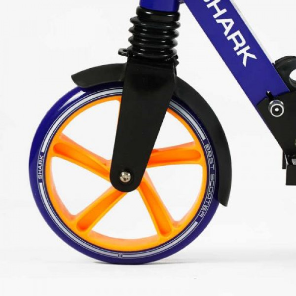 Самокат двоколісний "Best Scooter SHARK" (з ручним гальмом, затискач керма, колеса PU - 20 см, 1 амортизатор, в коробці)