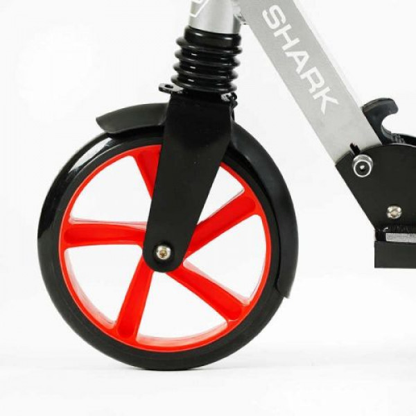 Самокат двоколісний "Best Scooter SHARK" (з ручним гальмом, затискач керма, колеса PU - 20 см, 1 амортизатор, в коробці)