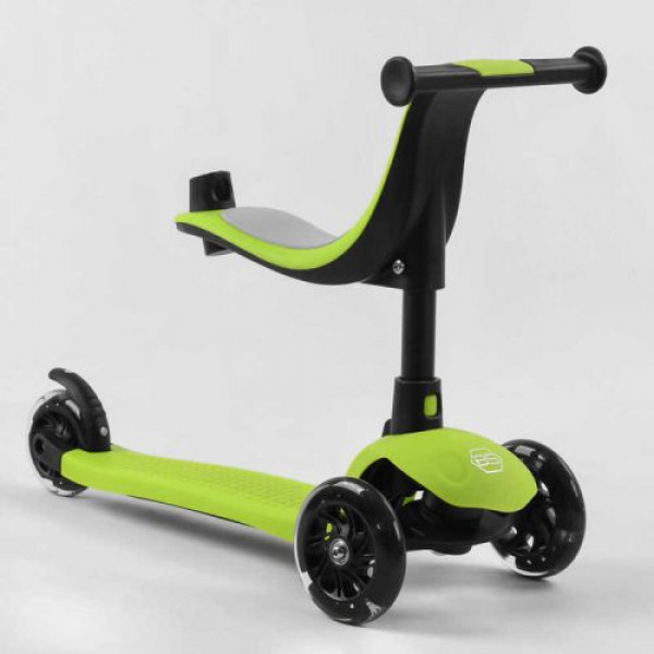 Самокат триколісний Best Scooter PL-315 колеса PU зі світлом, сидіння, батьківська ручка, в коробці