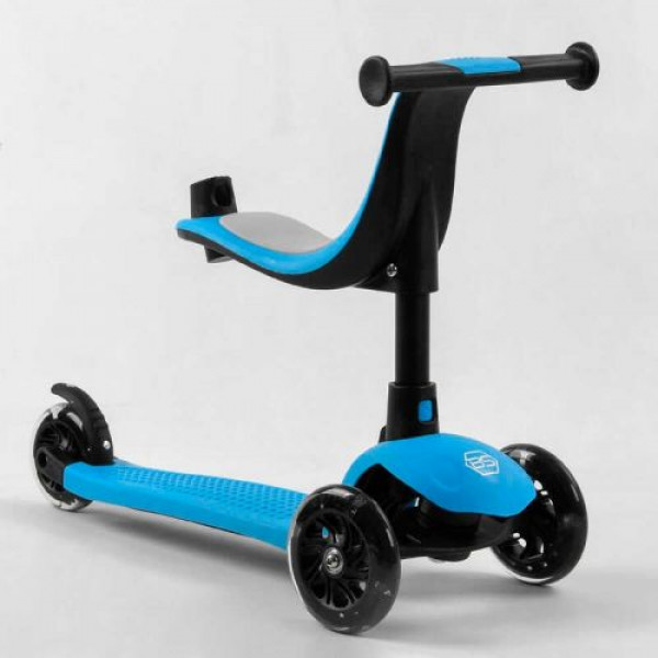 Самокат триколісний Best Scooter PL-422 колеса PU зі світлом, сидіння, батьківська ручка, в коробці