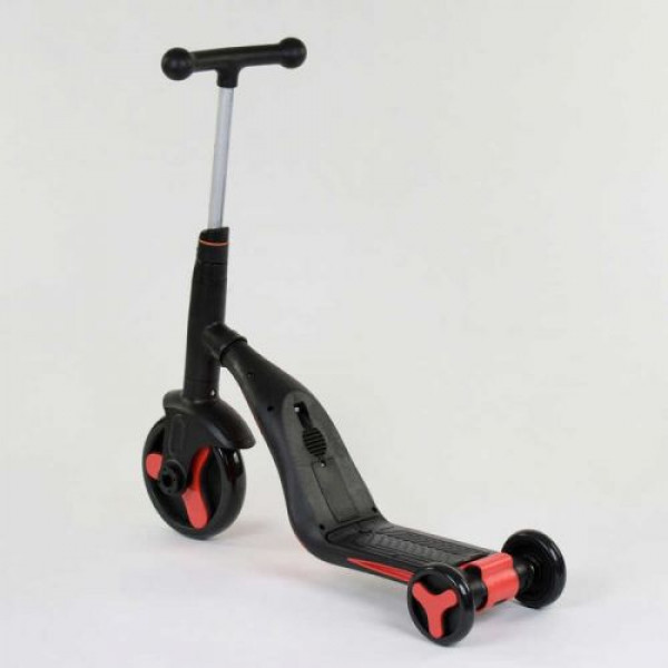 Самокат 3в1 (1) Best Scooter, самокат-велобіг-велосипед, ЧЕРВОНИЙ, світло, 8 мелодій, колеса PU, переднє колесо d = 20см, задні d = 11см