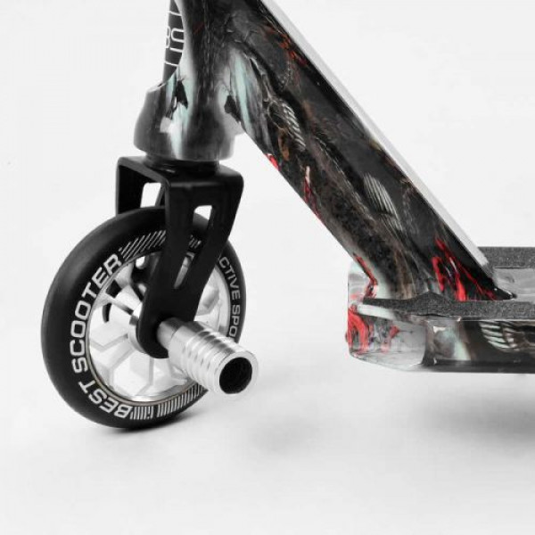 Самокат трюковий "Best Scooter" (HIC-система, ПЕГИ, алюмінієвий диск та дека з ПРИНТОМ, колеса PU, d = 110мм, ширина керма - 60 см, в коробці)