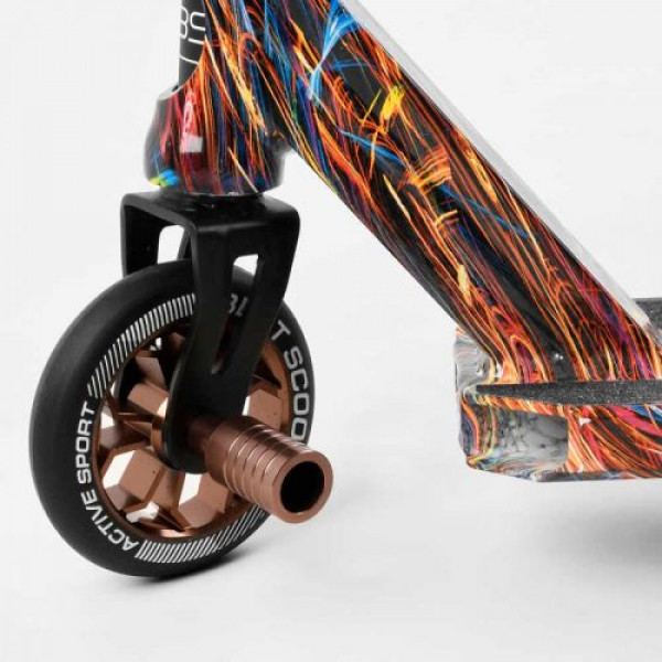 Самокат трюковий "Best Scooter" (HIC-система, ПЕГИ, алюмінієвий диск та дека з ПРИНТОМ, колеса PU, d = 110мм, ширина керма - 60 см)