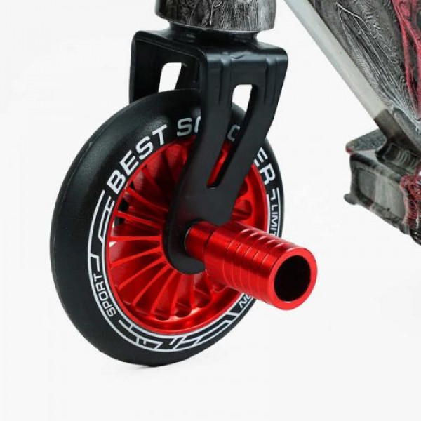 Самокат трюкових "Best Scooter" (HIC-система, ПЕГИ, алюмінієвий диск і дека з принтами, колеса PU, d = 110мм, ширина керма - 60 см)