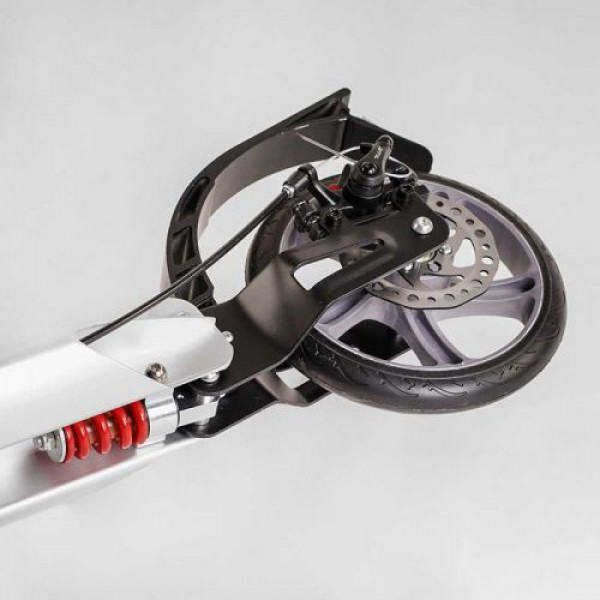 Самокат алюмінієвий "Best Scooter Factor" (ручне дискове гальмо, діаметр PU коліс - 200мм, 2 амортизатори, підсклянник)