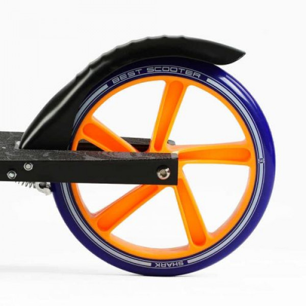 Самокат двоколісний "Best Scooter SHARK" (з ручним гальмом, затискач керма, колеса PU - 20 см, 1 амортизатор, в коробці)