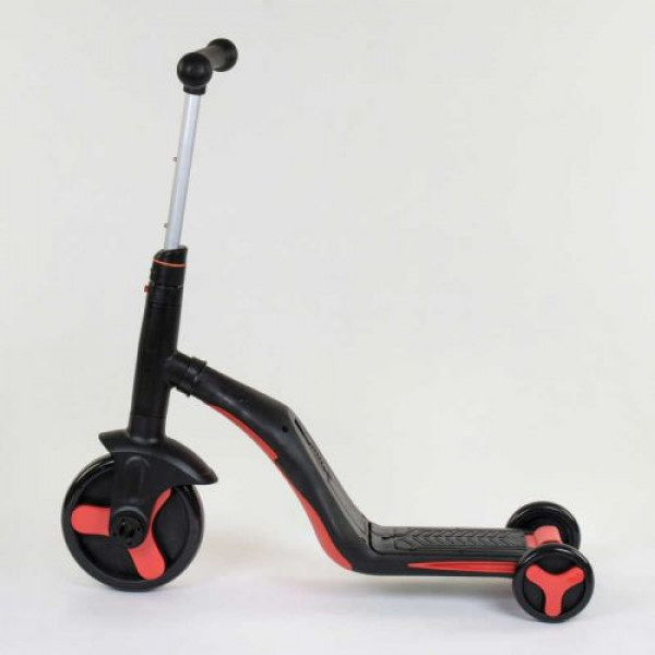 Самокат 3в1 (1) Best Scooter, самокат-велобіг-велосипед, ЧЕРВОНИЙ, світло, 8 мелодій, колеса PU, переднє колесо d = 20см, задні d = 11см
