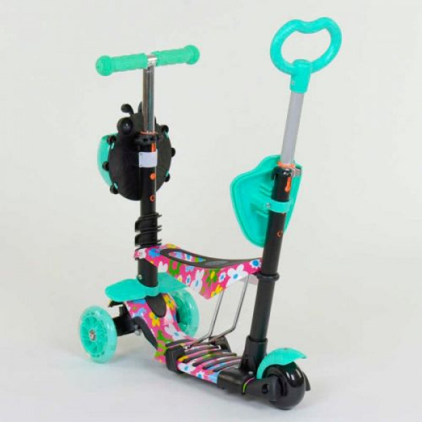Самокат 5в1 43702 (1) Best Scooter, АБСТРАКЦІЯ, PU колеса, ПІДСВІТКА КОЛІС, в коробці