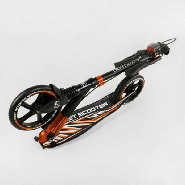 Самокат алюмінієвий Best Scooter 79740 колеса PU, ФАРА, затискач керма, d передніх коліс - 230мм, d задніх коліс 200мм, 1 амортизатор передній