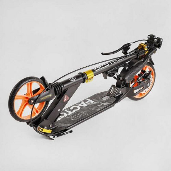Самокат алюмінієвий "Best Scooter Factor" (ручне дискове гальмо, діаметр PU коліс - 200мм, 2 амортизатори, підсклянник)