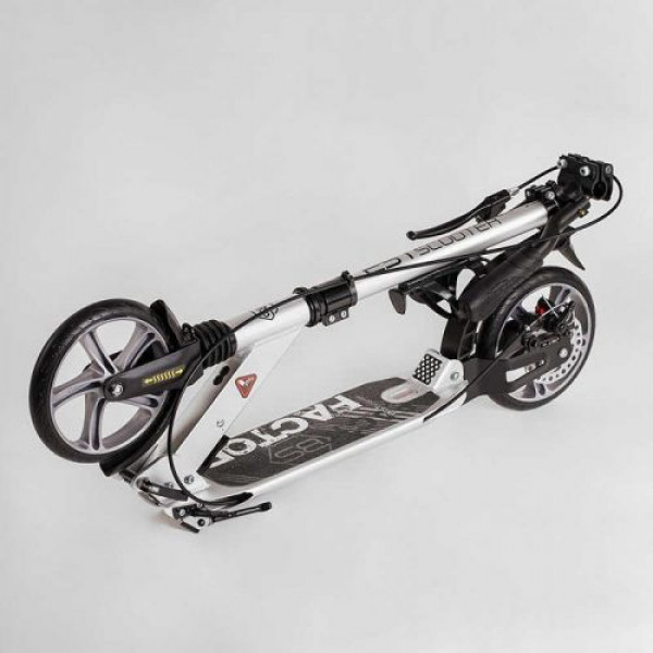 Самокат алюмінієвий "Best Scooter Factor" (ручне дискове гальмо, діаметр PU коліс - 200мм, 2 амортизатори, підсклянник)