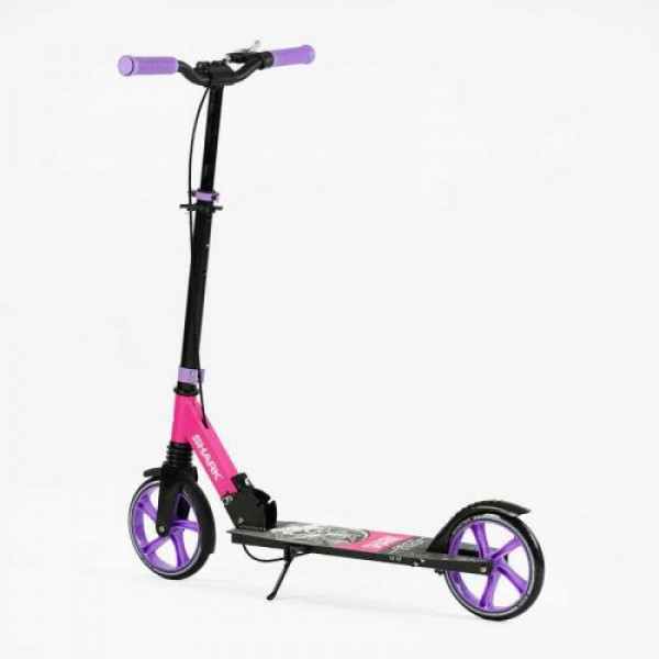 Самокат двоколісний "Best Scooter SHARK" (з ручним гальмом, затискач керма, колеса PU - 20 см, 1 амортизатор, в коробці)