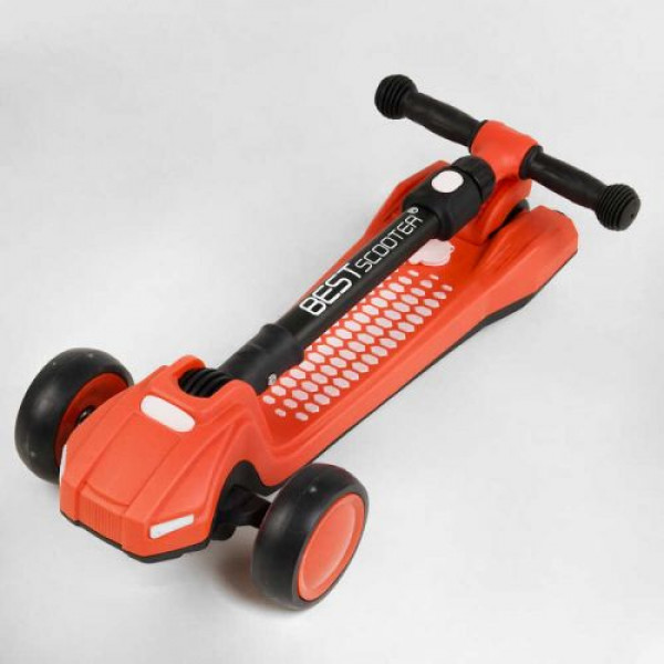 Самокат триколісний LT-12857 Best Scooter з парогенератором складне кермо, ЗВУК МАШИНИ, ДИМ, СВІТЛО, пластмасовий, колеса PU 120х35мм, в коробці