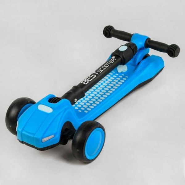 Самокат триколісний "Best Scooter" з парогенератором (6) складне кермо, ЗВУК МАШИНИ, ДИМ, СВІТЛО, пластмасовий, колеса PU 120х35мм, в коробці