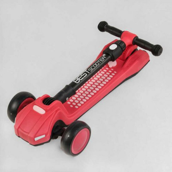 Самокат триколісний "Best Scooter" з парогенератором (6) складне кермо, ЗВУК МАШИНИ, ДИМ, СВІТЛО, пластмасовий, колеса PU 120х35мм, в коробці