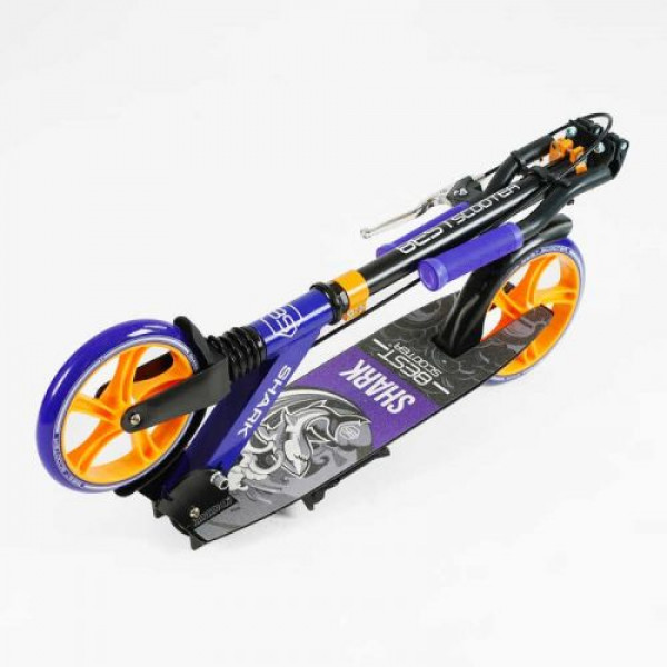 Самокат двоколісний "Best Scooter SHARK" (з ручним гальмом, затискач керма, колеса PU - 20 см, 1 амортизатор, в коробці)