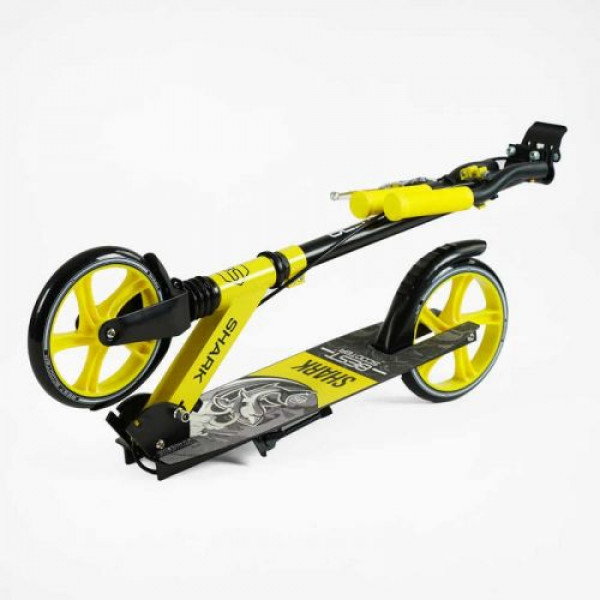 Самокат двоколісний "Best Scooter SHARK" (з ручним гальмом, затискач керма, колеса PU - 20 см, 1 амортизатор, в коробці)