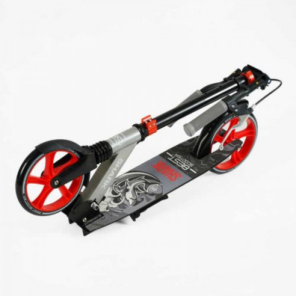 Самокат двоколісний "Best Scooter SHARK" (з ручним гальмом, затискач керма, колеса PU - 20 см, 1 амортизатор, в коробці)