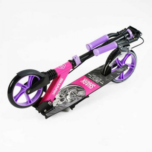 Самокат двоколісний "Best Scooter SHARK" (з ручним гальмом, затискач керма, колеса PU - 20 см, 1 амортизатор, в коробці)
