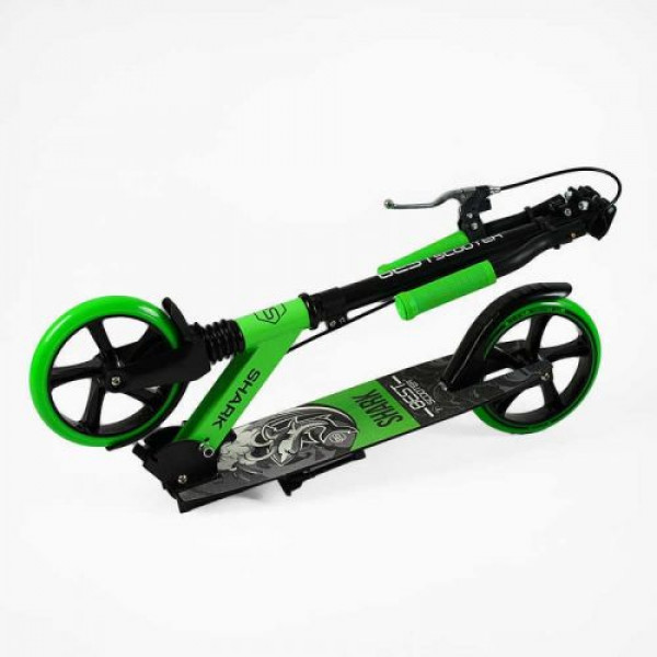 Самокат двоколісний "Best Scooter SHARK" (з ручним гальмом, затискач керма, колеса PU - 20 см, 1 амортизатор, в коробці)
