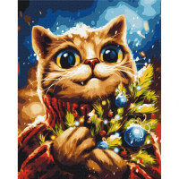 Картина за номерами "Новорічний котик" ★★★★