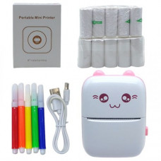 Портативний термопринтер "Mini Printer" (папір та фломастери в комплекті), рожевий