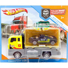 Ігровий набір "Team Transport" (металева модель та автовоз), жовтий