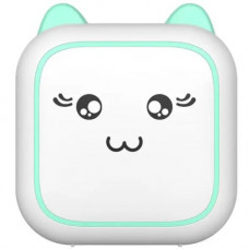 Термопринтер Котик чорно-білий колір друку, Bluetooth, USB-кабель, рулон термопаперу, інструкція, в коробці біло-бірюзовий