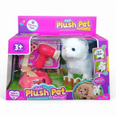 Улюбленець “Котик Plush Pet” на батарейках, звук, рух лапками, головою і хвостиком, мисочка, фен, гребінець, кісточка, в коробці  (вид 2)