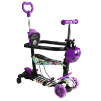 Самокат 5в1 "Best Scooter" (з доп. колесами, захисний бампер, PU колеса зі світлом, в коробці)