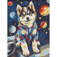 Алмазна мозаїка "Космічний хаскі" 30x40 см