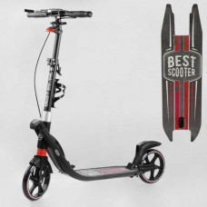 Самокат двоколісний "Best Scooter" (ФАРА, колеса PU 200мм, 2 амортизатори, затискач керма, ручне гальмо, в коробці)