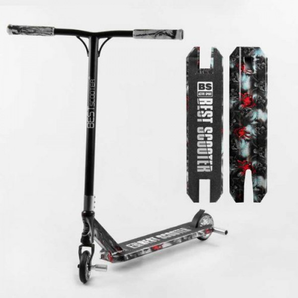Самокат трюковий "Best Scooter" (HIC-система, ПЕГИ, алюмінієвий диск та дека з ПРИНТОМ, колеса PU, d = 110мм, ширина керма - 60 см, в коробці)