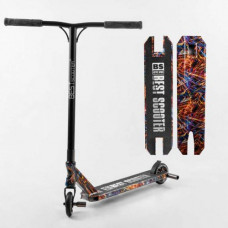 Самокат трюковий "Best Scooter" (HIC-система, ПЕГИ, алюмінієвий диск та дека з ПРИНТОМ, колеса PU, d = 110мм, ширина керма - 60 см)