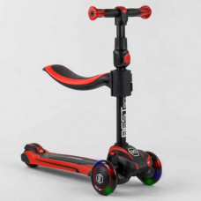 Самокат триколісний "Best Scooter" (з сидінням, алюмінієве кермо, 3 колеса PU зі світлом, d = 12 см)