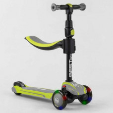 Самокат триколісний "Best Scooter (з сидінням, алюмінієве кермо, 3 колеса PU зі світлом, d = 12 см)