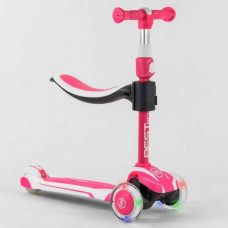 Самокат триколісний "Best Scooter" (з сидінням, алюмінієве кермо, 3 колеса PU зі світлом, d = 12 см)