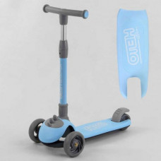 Самокат триколісний D-0885 Best Scooter, БЛАКИТНИЙ, складане алюмінієве кермо, 3 колеса PU зі світлом, d = 120*35 мм