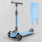Самокат триколісний D-0885 Best Scooter, БЛАКИТНИЙ, складане алюмінієве кермо, 3 колеса PU зі світлом, d = 120*35 мм