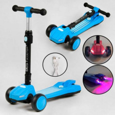 Самокат триколісний "Best Scooter" з парогенератором (6) складне кермо, ЗВУК МАШИНИ, ДИМ, СВІТЛО, пластмасовий, колеса PU 120х35мм, в коробці
